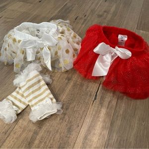 Baby infant 9 month, set of 4 items, tutu party skirts and leg warmers